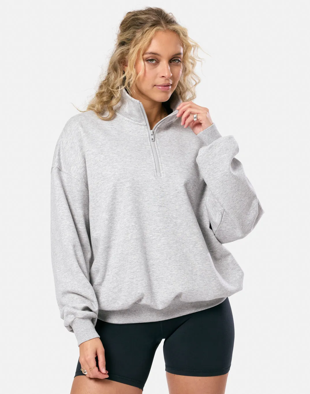 Clubhouse Funnel Neck Zip in Grey Marl Outdoor Hoodie style test