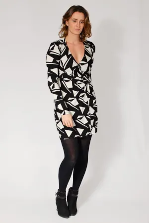 Monochrome Bodycon Wrap Dress Festival-Ready