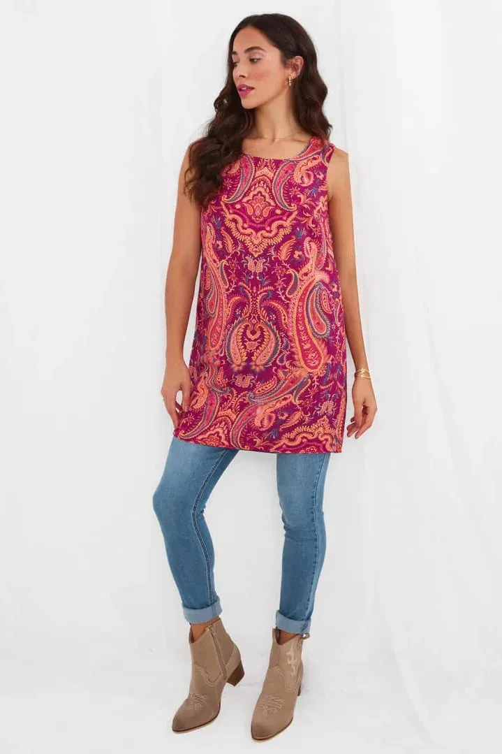 Reversible Vibrant Paisley Print Tunic Fit Clean