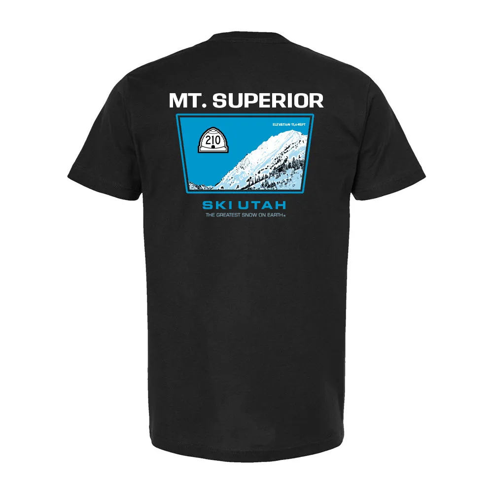 Outdoor Activity elastic waistband Ski Utah Mt. Superior Black T-Shirt