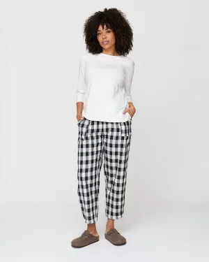 Kate Black Check Print Reversible Barrel Leg Trousers Flexible Gusset Rubberized grip