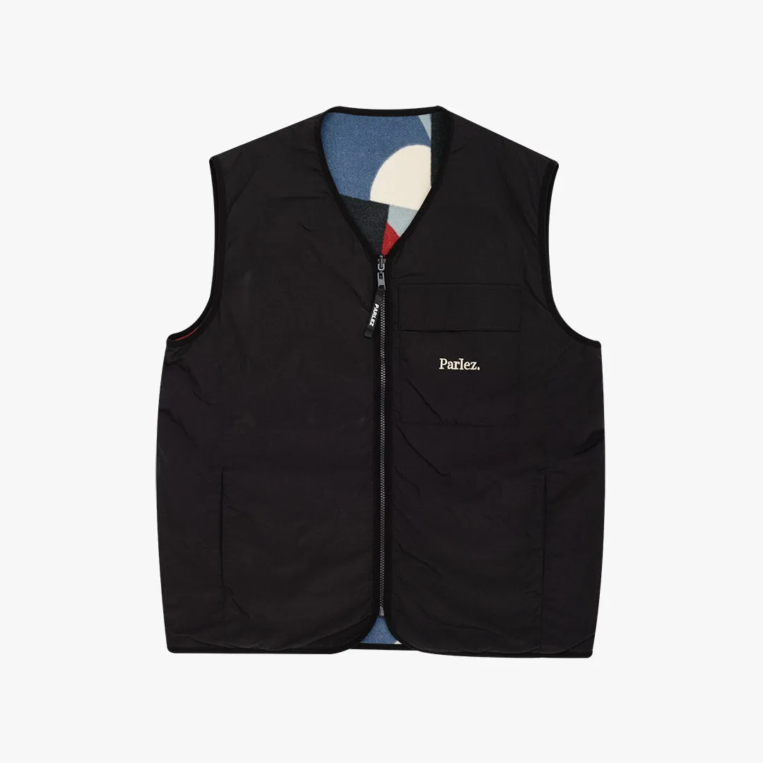 Amisk Reversible Gillet Black Convertible Collar Style