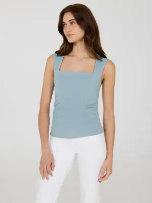Cozy Stretch Layering Fashion Sleeveless Ruched Square Neck Top