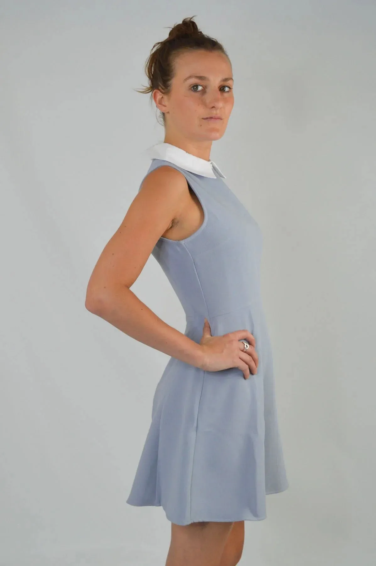 Trendy summer outfit Airy Weave Sleeveless Skater Dress with Collar