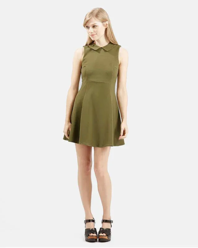 Sleeveless Skater Dress with Collar Effortless Fit Repair-Friendly