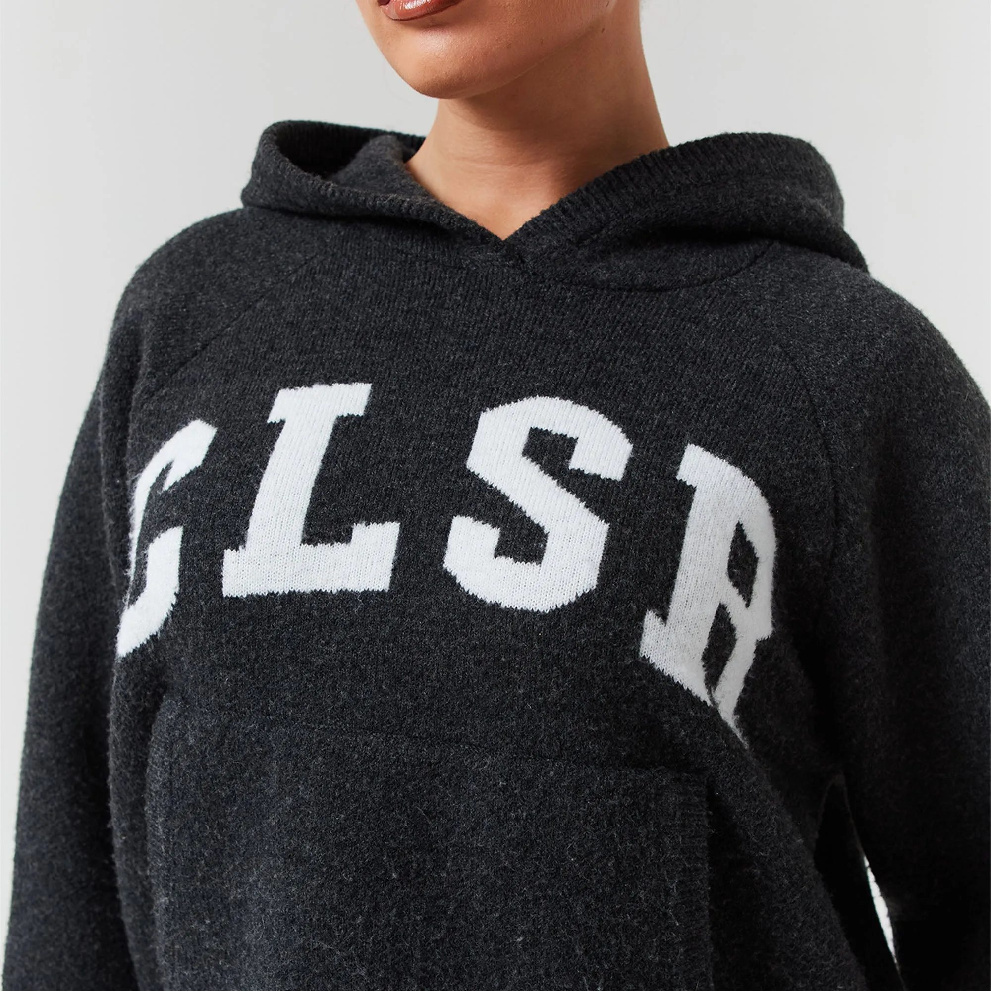 watch accents Knit Hoodie | Charcoal Marl