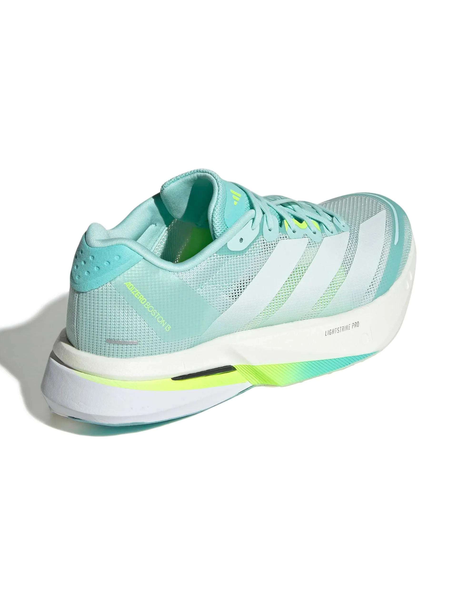 Adizero Boston 13 Shoes - Semi Flash Aqua/Zero Metallic/Lucid Lemon hybrid sole shoes
