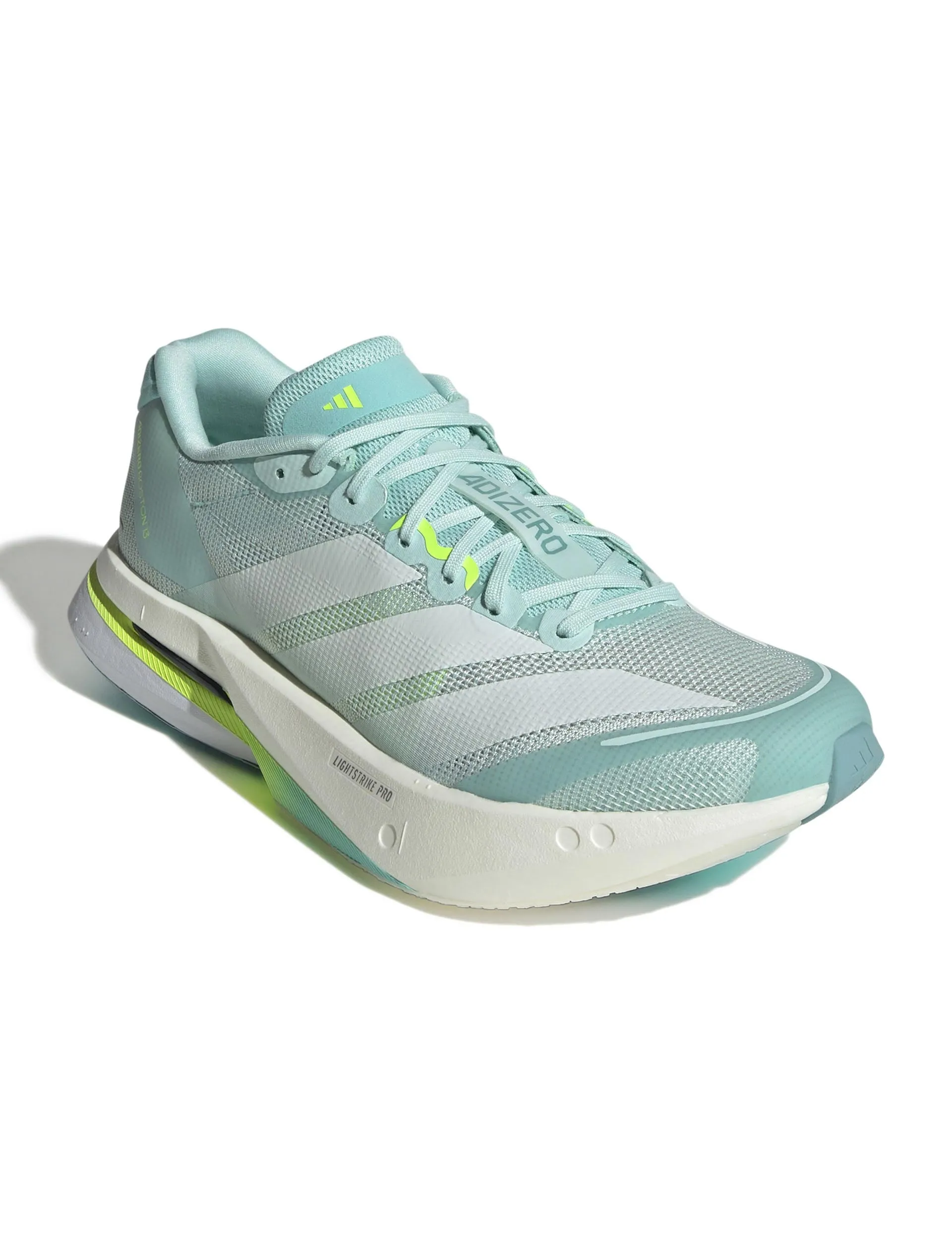 Adizero Boston 13 Shoes - Semi Flash Aqua/Zero Metallic/Lucid Lemon Vibration Damping Layer