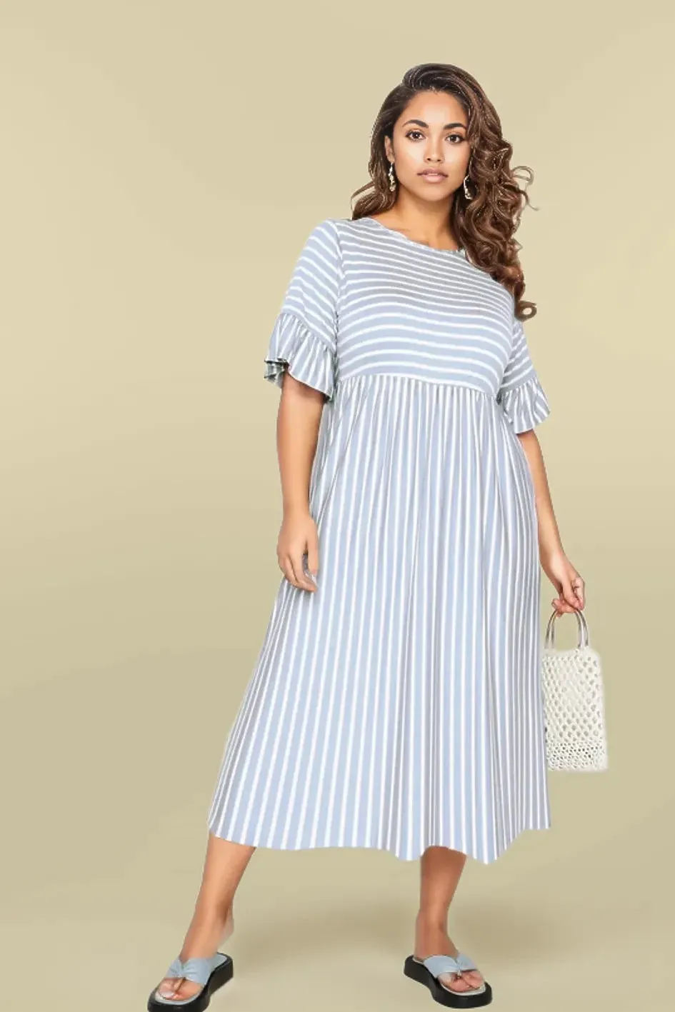 Stripe Jersey Midi Dress Playful-Detail