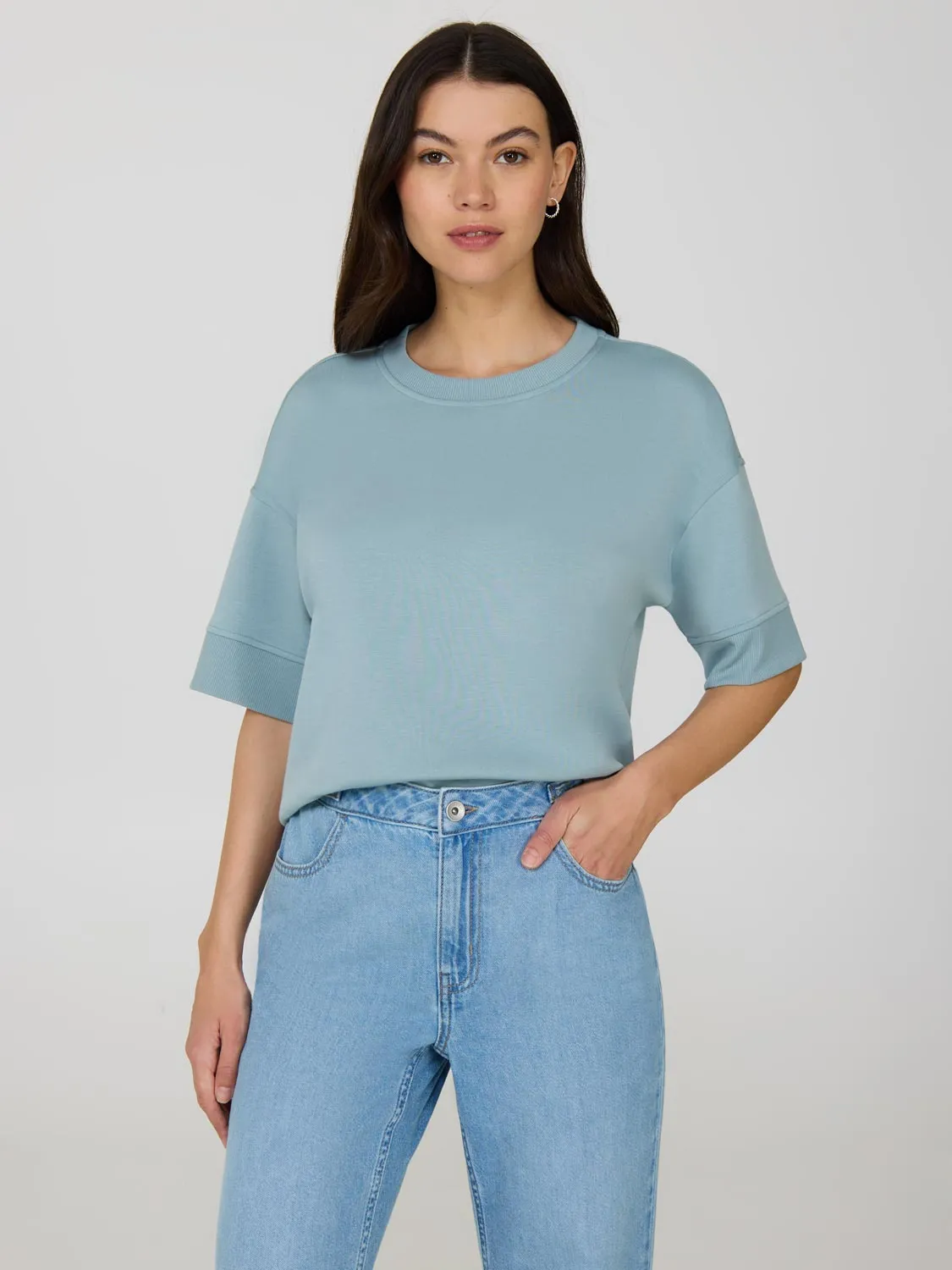 Chic Fit Cloud Fleece Short Drop Shoulder Sweatshirt