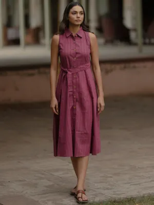 Subtle Comfort Women's Magenta Cotton A line Dress