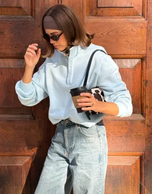 Snap Collar Sierra Sweatshirt in Baby Blue Urban Essential