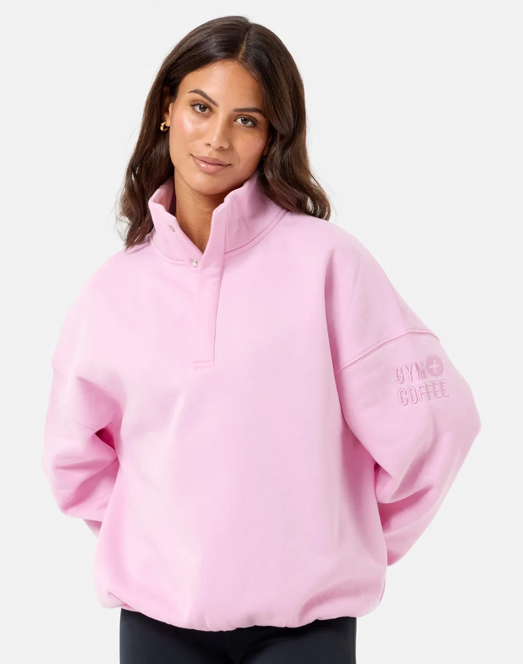 Snap Collar Sierra Sweatshirt in Baby Pink product office appropriateness