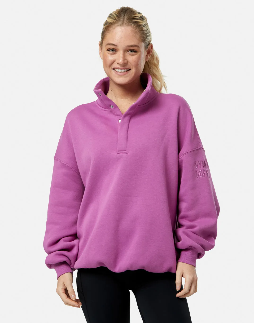 Contrast Trim product low end affordability Snap Collar Sierra Sweatshirt in Crisp Pink