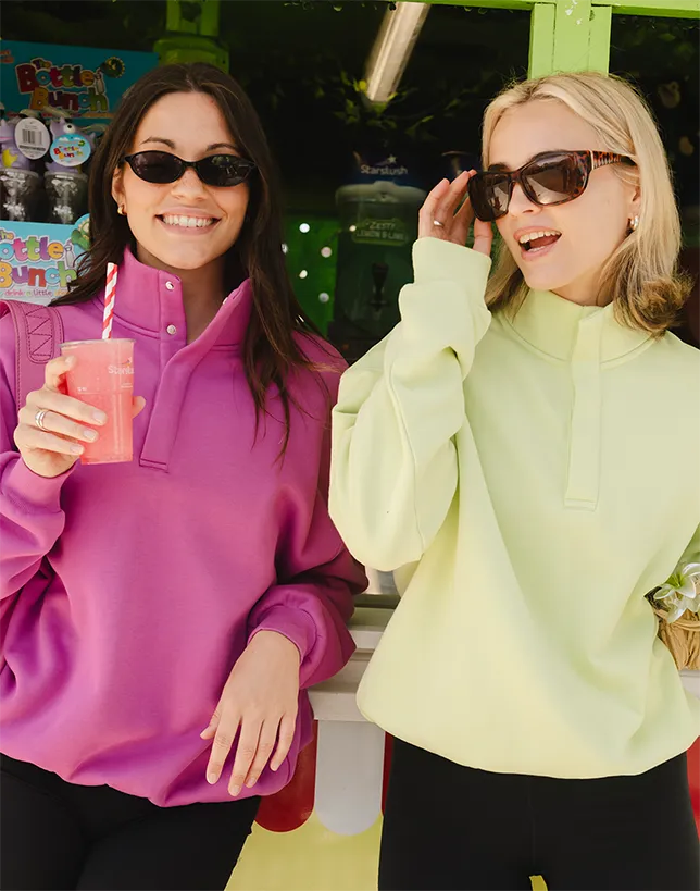 Snap Collar Sierra Sweatshirt in Lime Sorbet Fashion Essential Trendy Comfort
