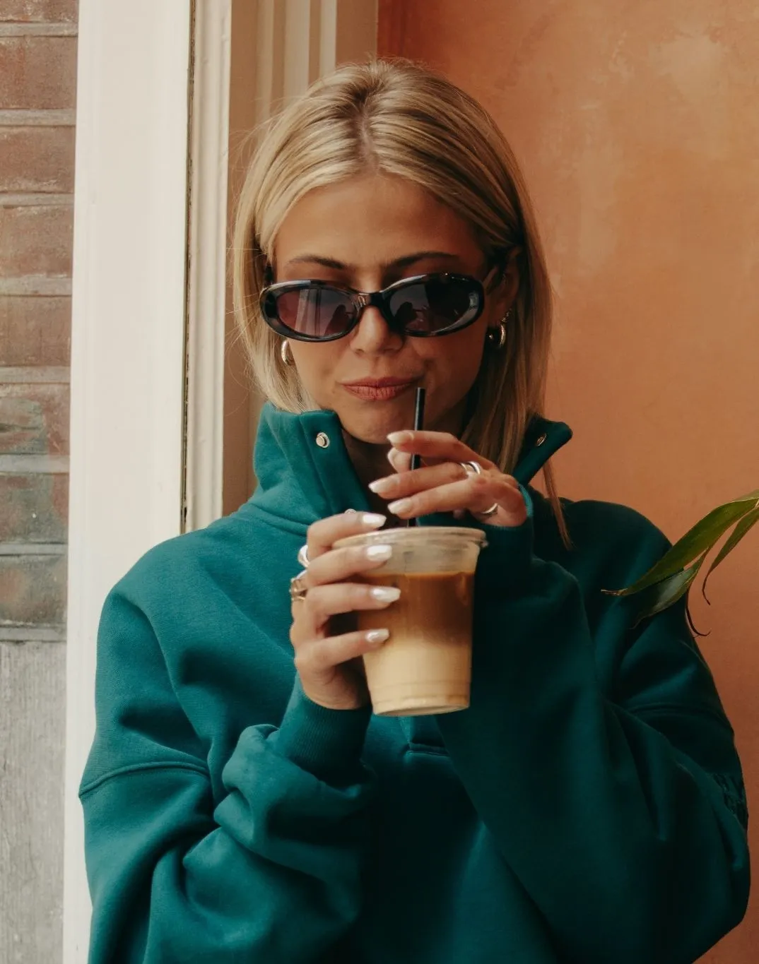 product comparison Snap Collar Sierra Sweatshirt in Teal