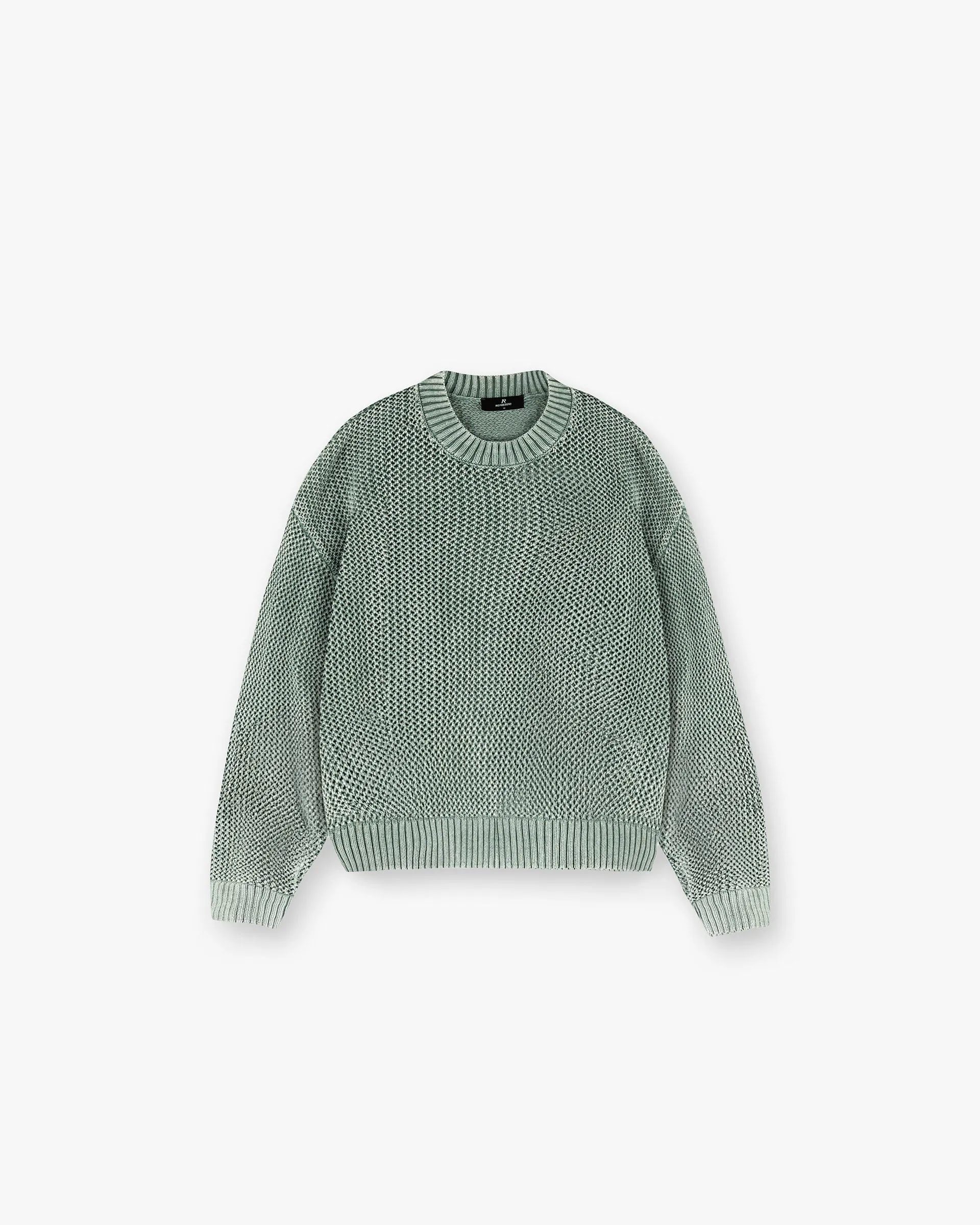 Open Gauge Knit Sweater - Forest Green Minimalist Style