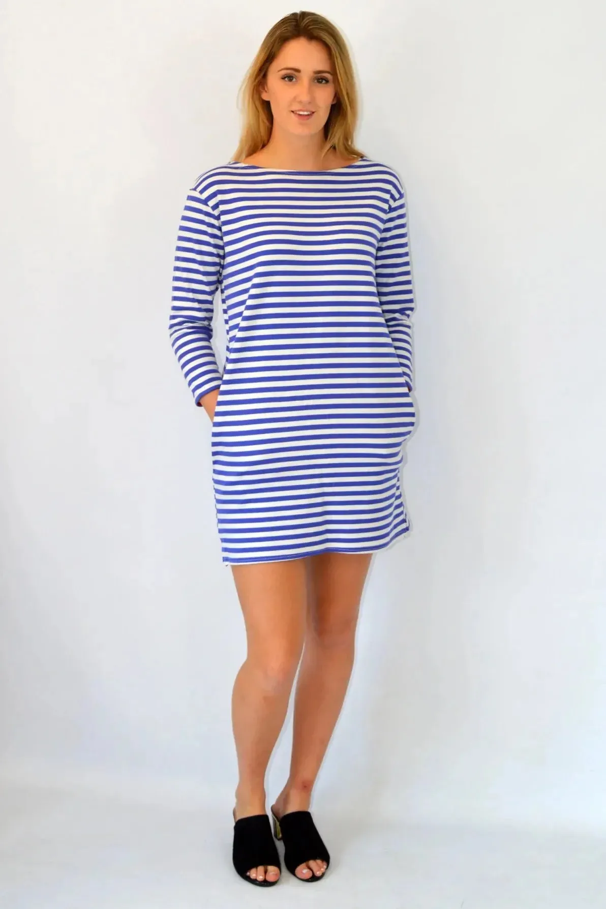 Office Casual Breton Striped A-Line Dress