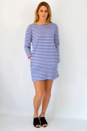 Office Casual Breton Striped A-Line Dress