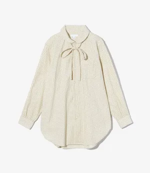 Rounded Collar Shirt ?C Ivory Polka Dot 21W Corduroy Casual Active Wear