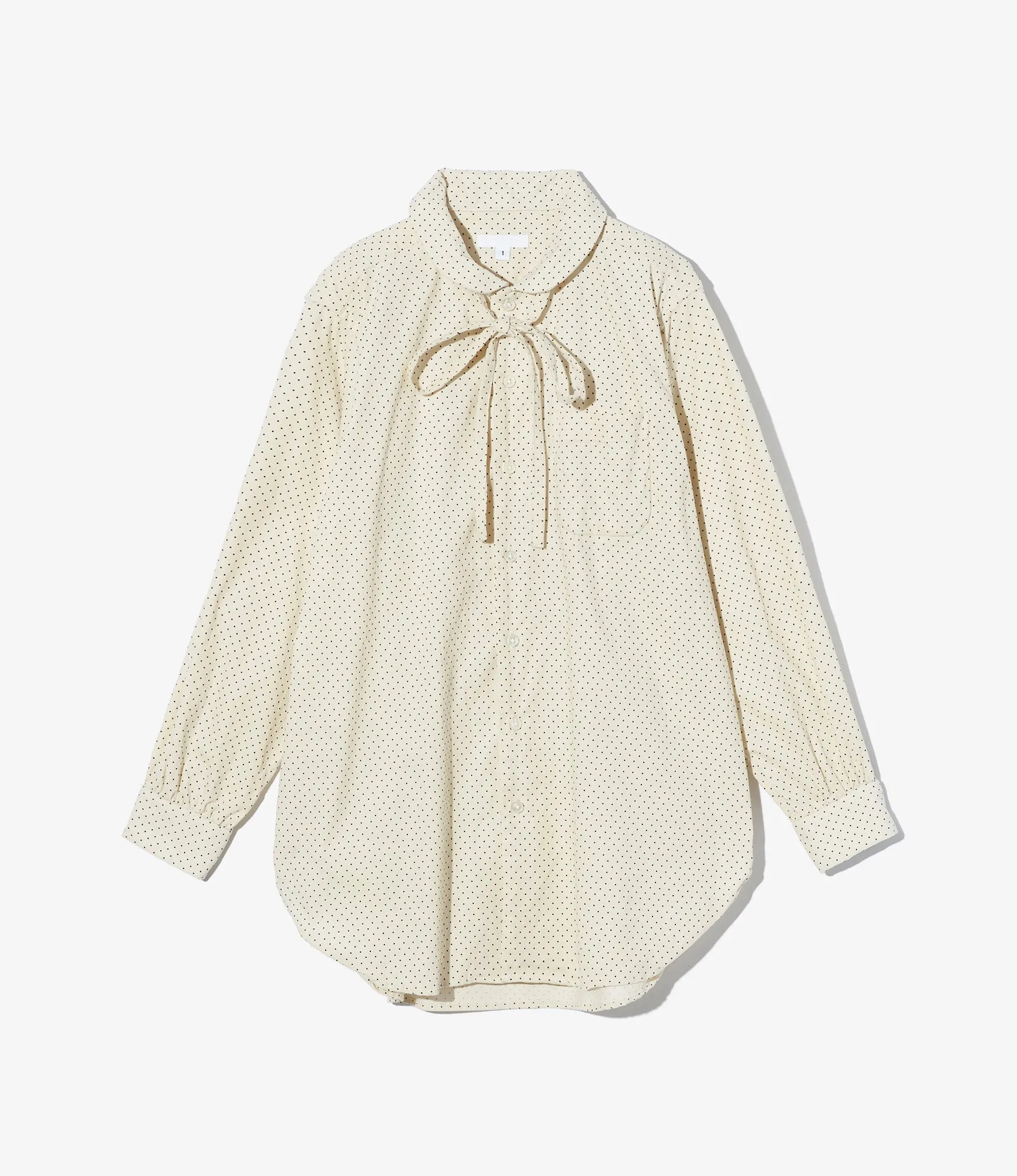 Rounded Collar Shirt ?C Ivory Polka Dot 21W Corduroy Casual Active Wear