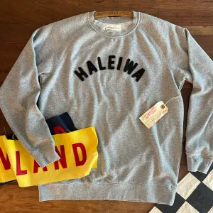 product holiday wear celebration Mens Raglan Fleece Grey Heather x Haleiwa Black Applique