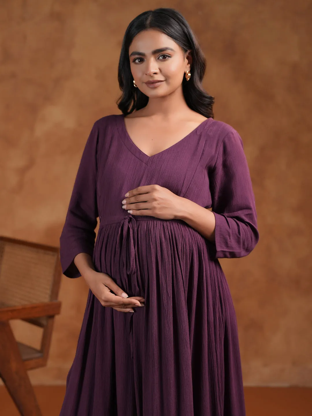 Vibrant Design Women's Purple Maternity Dress