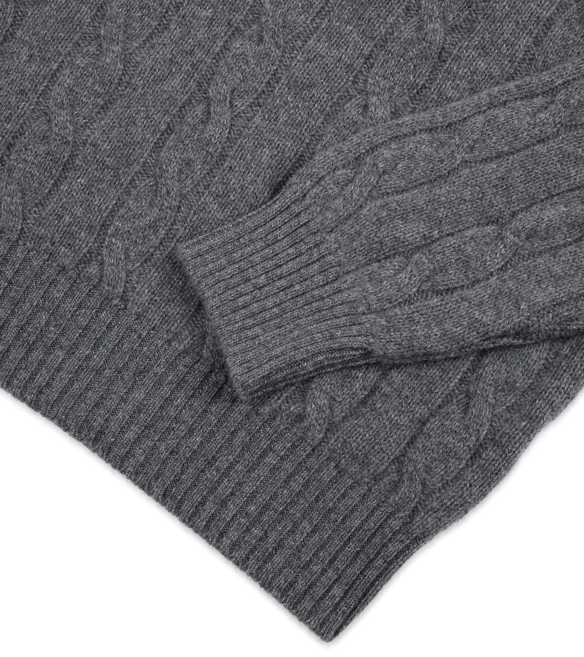 Trunk Hart Cashmere Cable Knit Crew Neck Sweater: Grey StainResistant Fabric