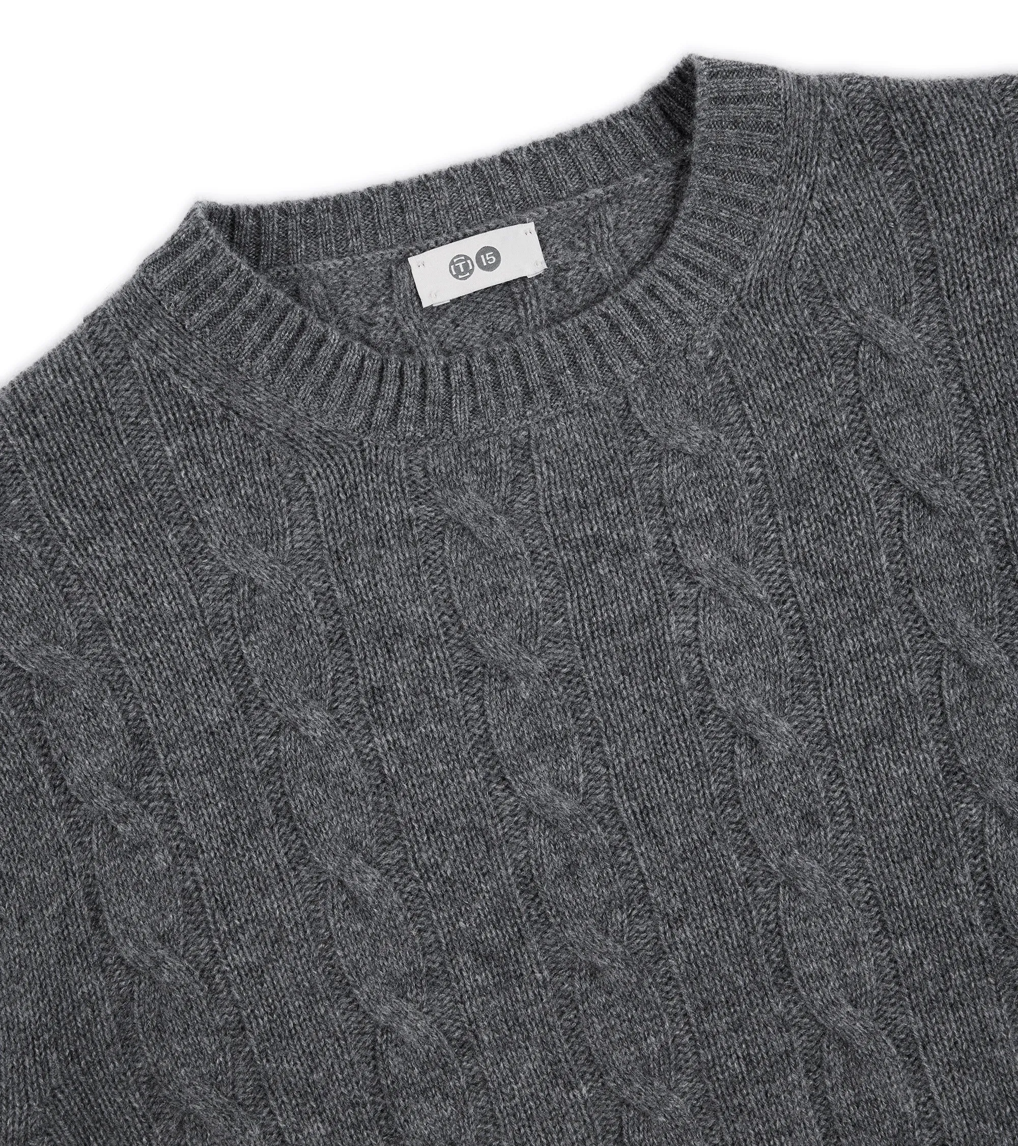 Trunk Hart Cashmere Cable Knit Crew Neck Sweater: Grey UVProtection CompactPackaging