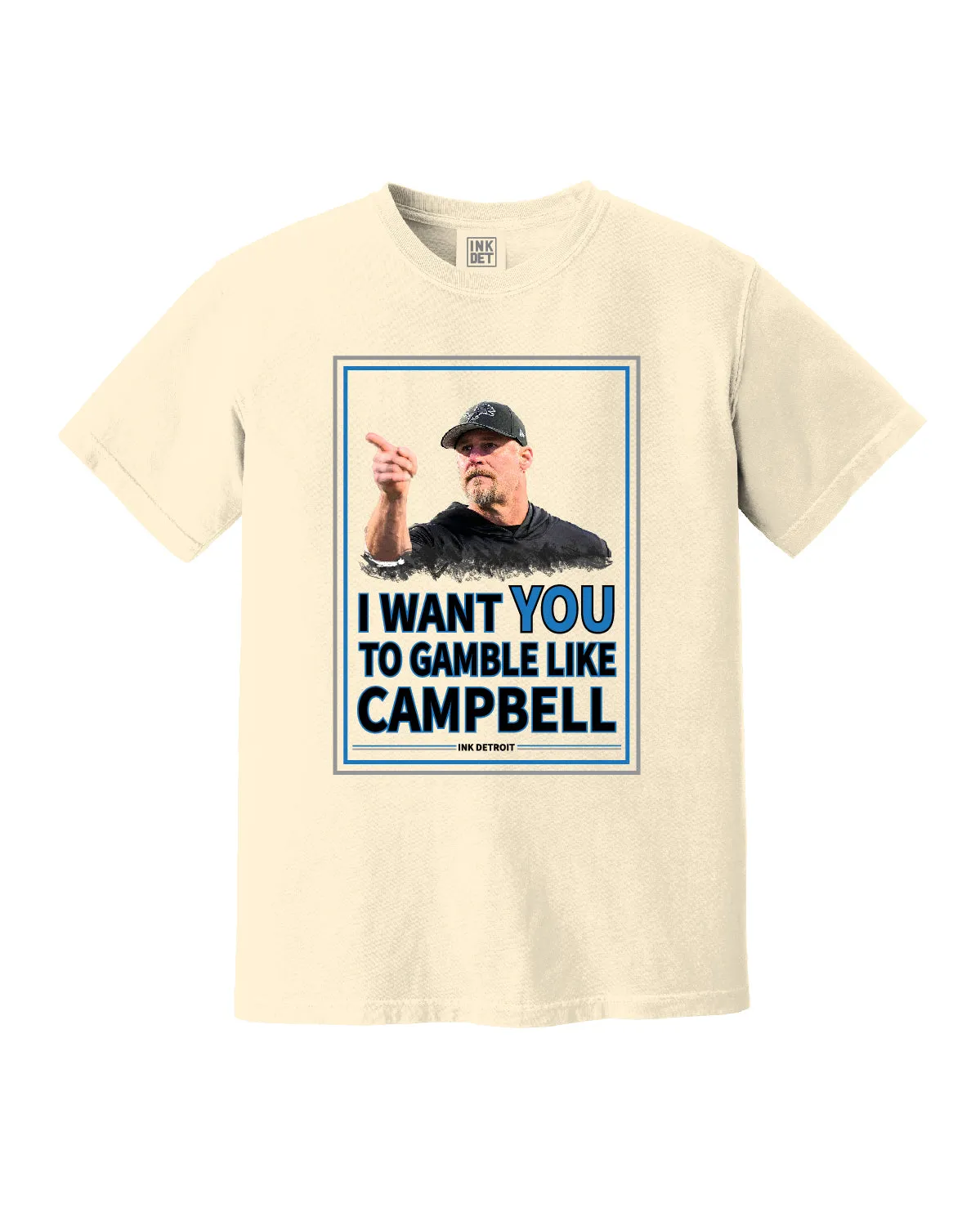 Stretchy Fit Casual Design Ink Detroit - Gamble like Campbell - Heavyweight T-Shirt - Natural