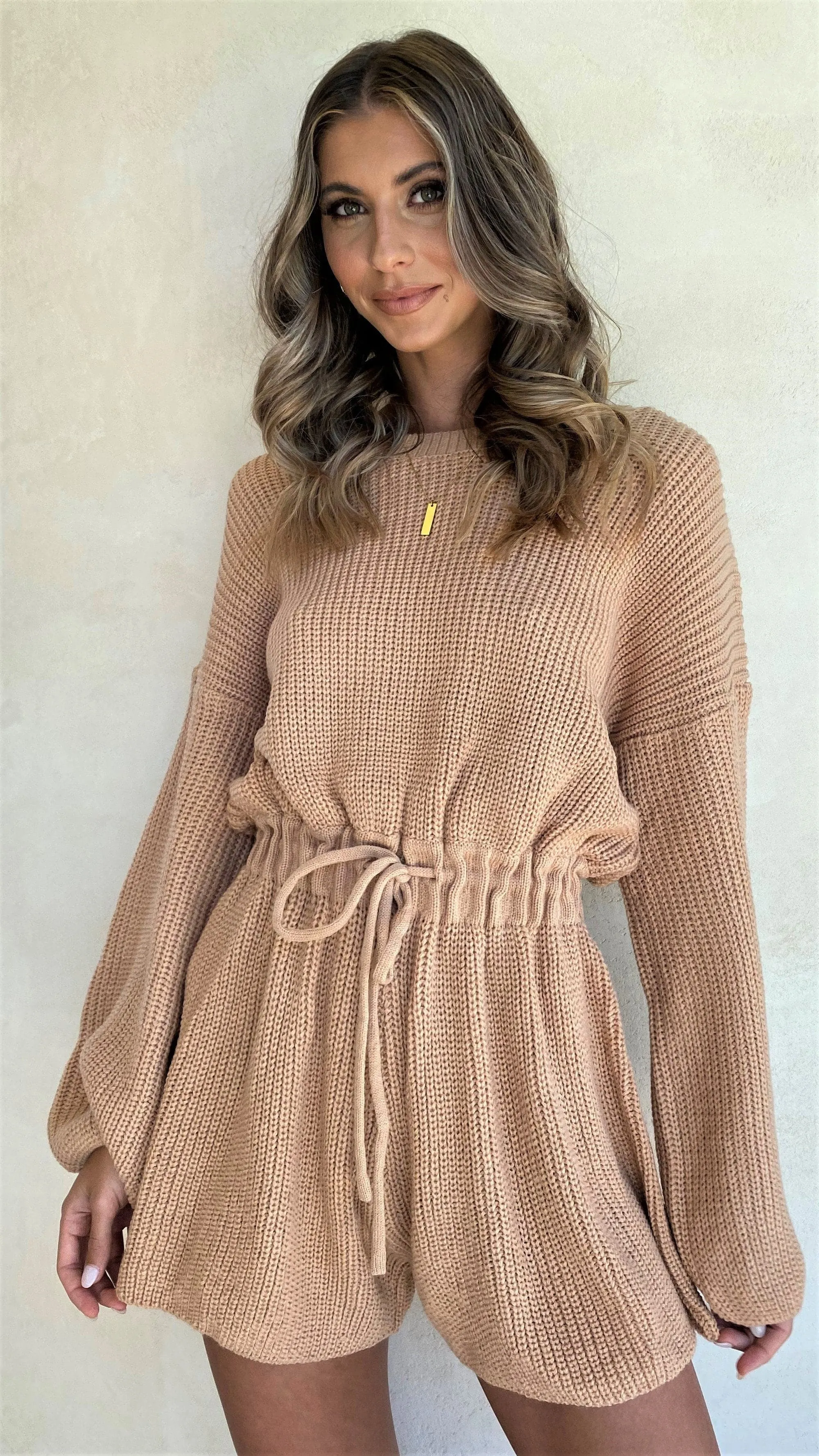 Bonded Seam Technology Event Vibe Sol Knit Playsuit - Camel