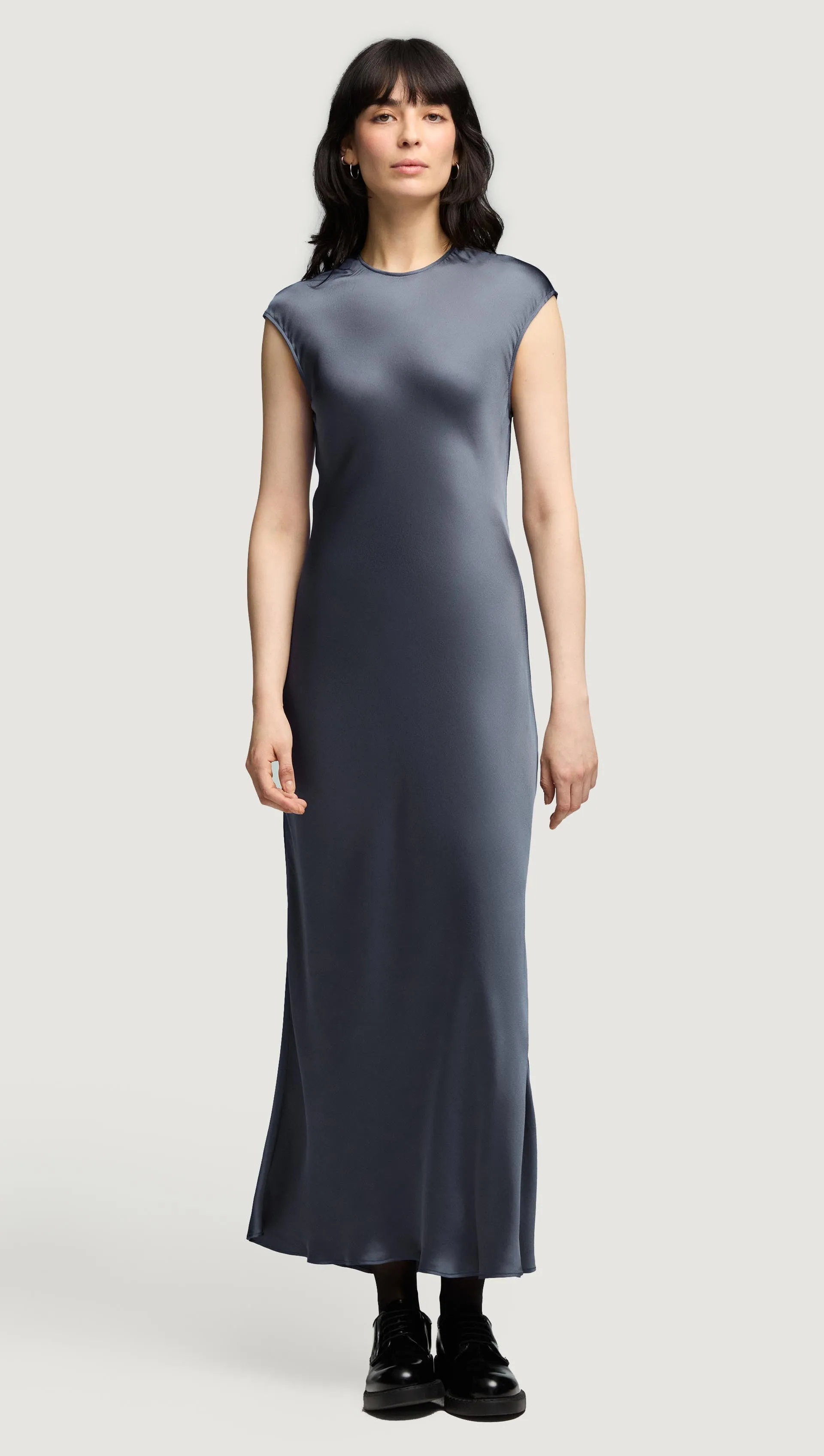 Bias Dress in Viscose Satin | Stone Blue Urban Spirit
