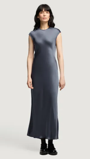Bias Dress in Viscose Satin | Stone Blue Urban Spirit