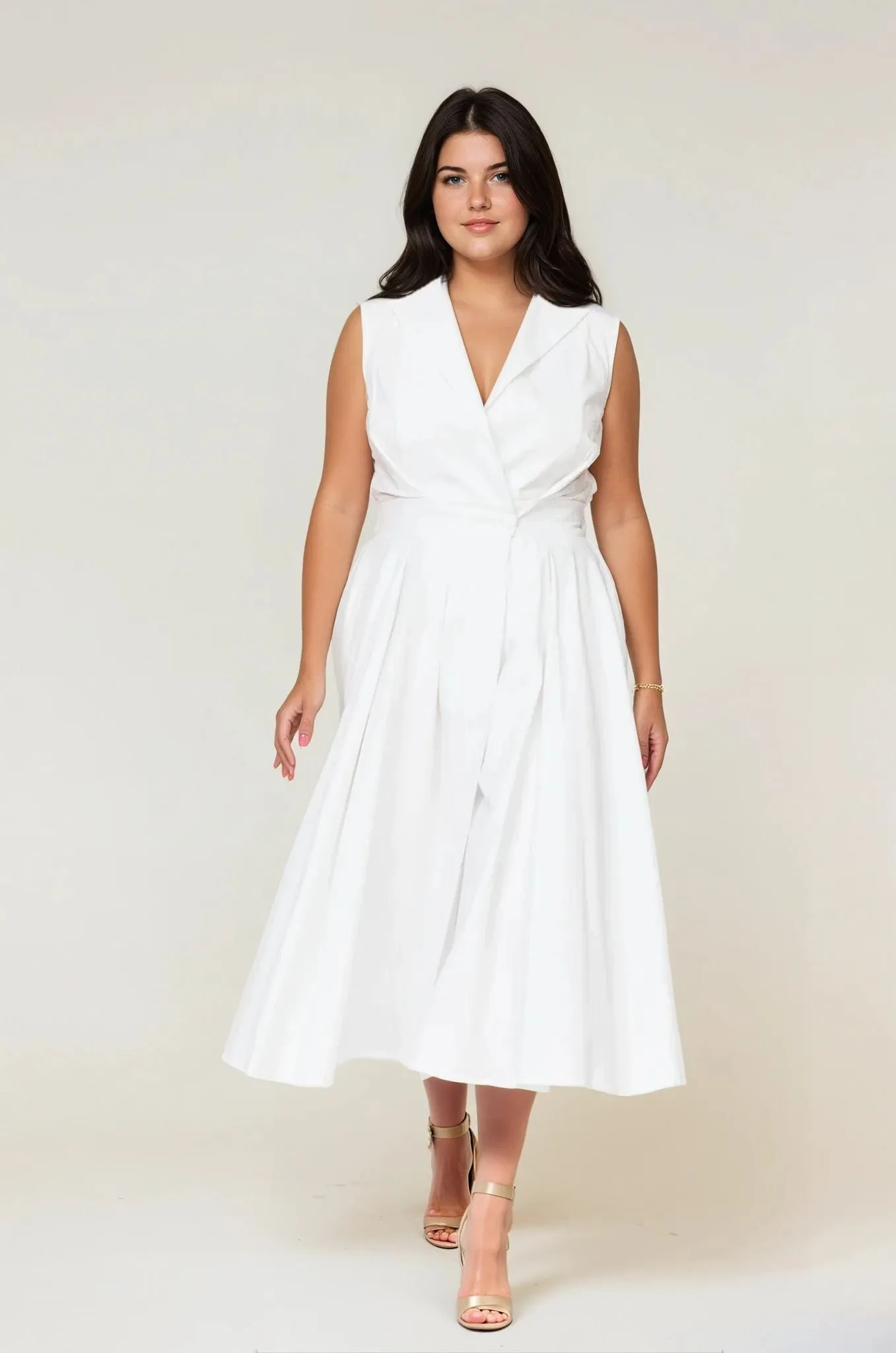 Sorrento Trench Dress White - Clearance Sale Work Ease