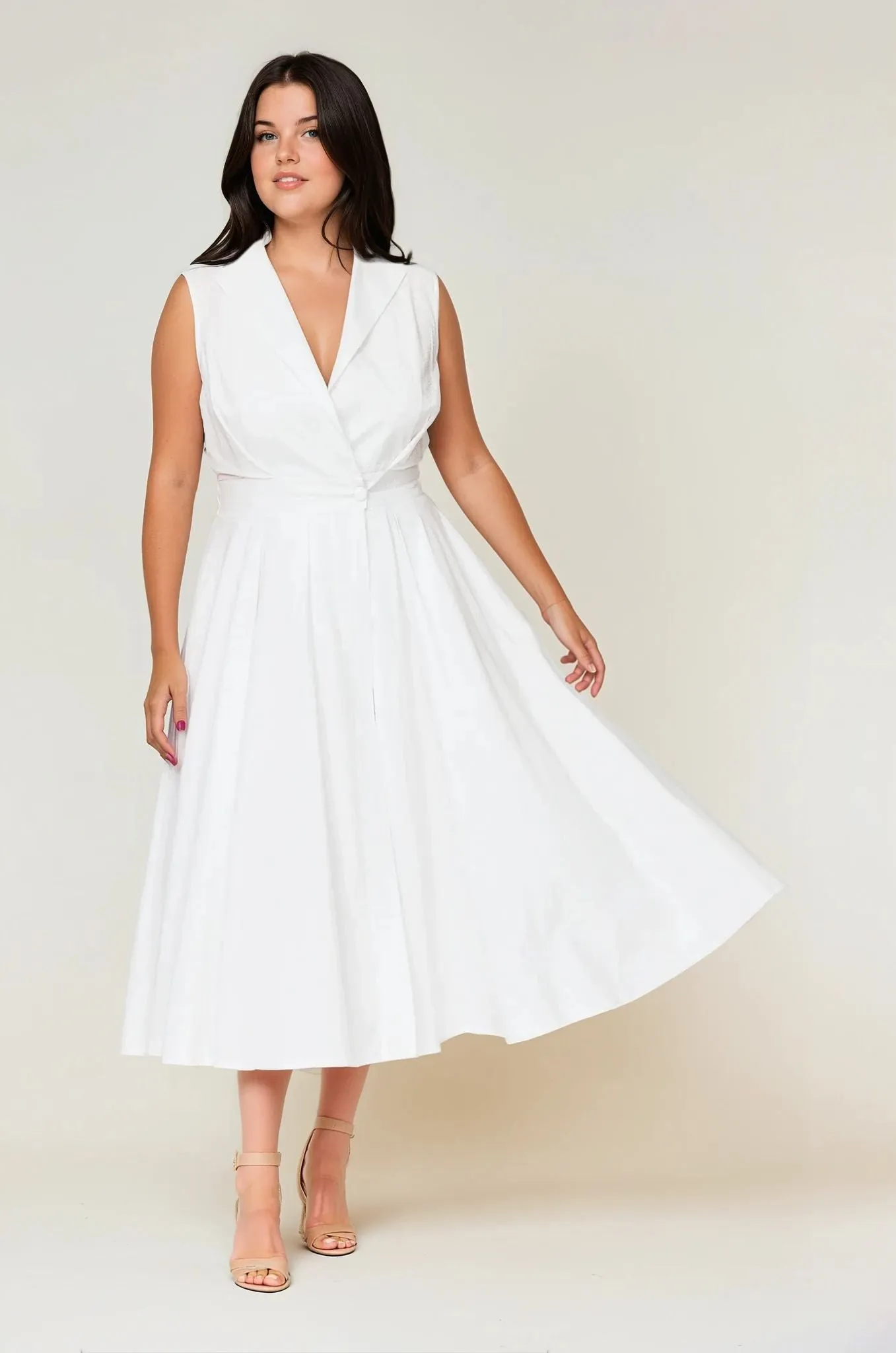 Classic Waistband Light Finish Sorrento Trench Dress White - Clearance Sale
