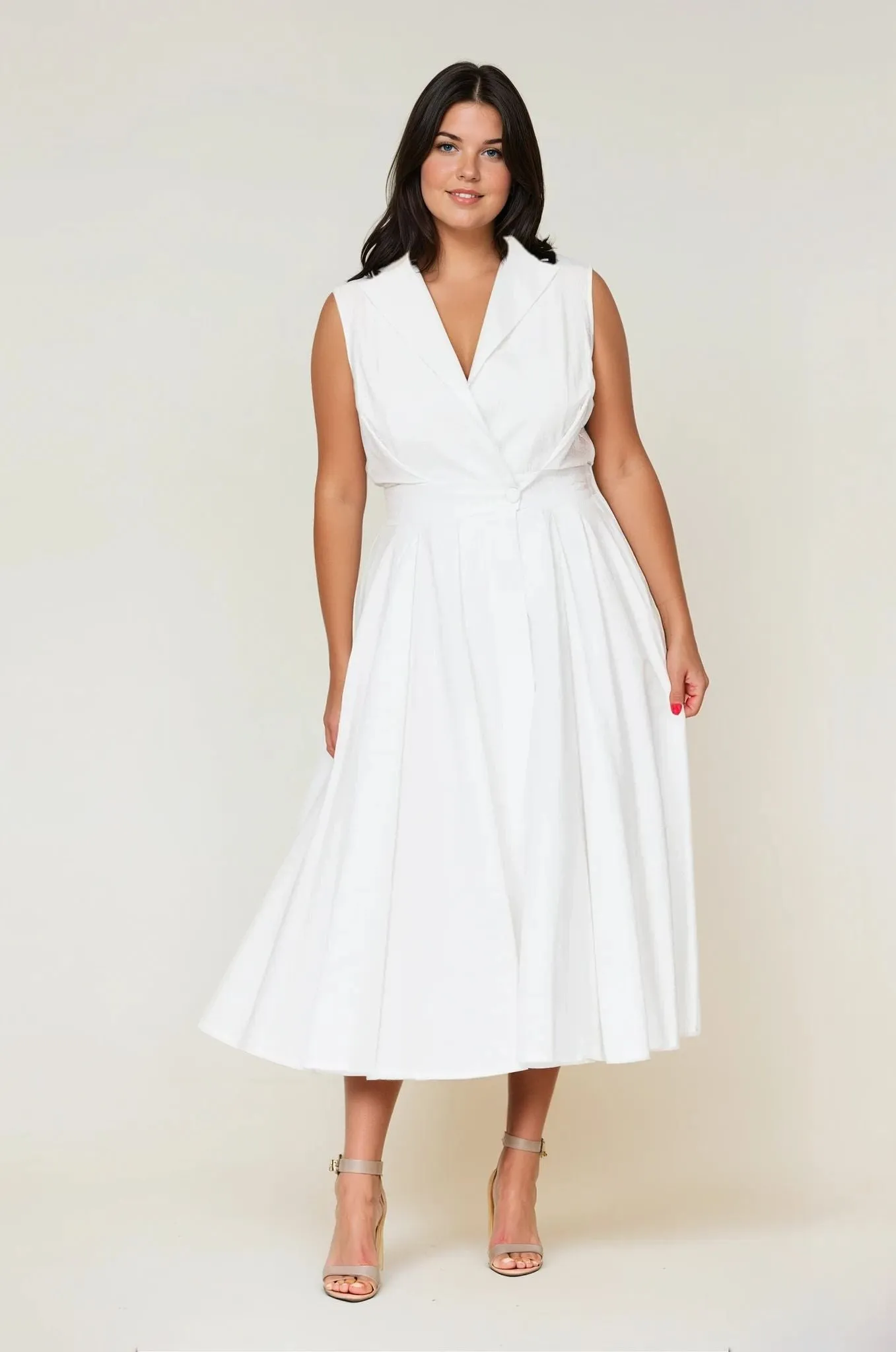 Sorrento Trench Dress White - Clearance Sale Natural Aesthetic Bold Color