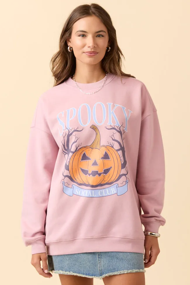 Slim Waist Spooky Social Club Mauve Graphic Sweatshirt SALE