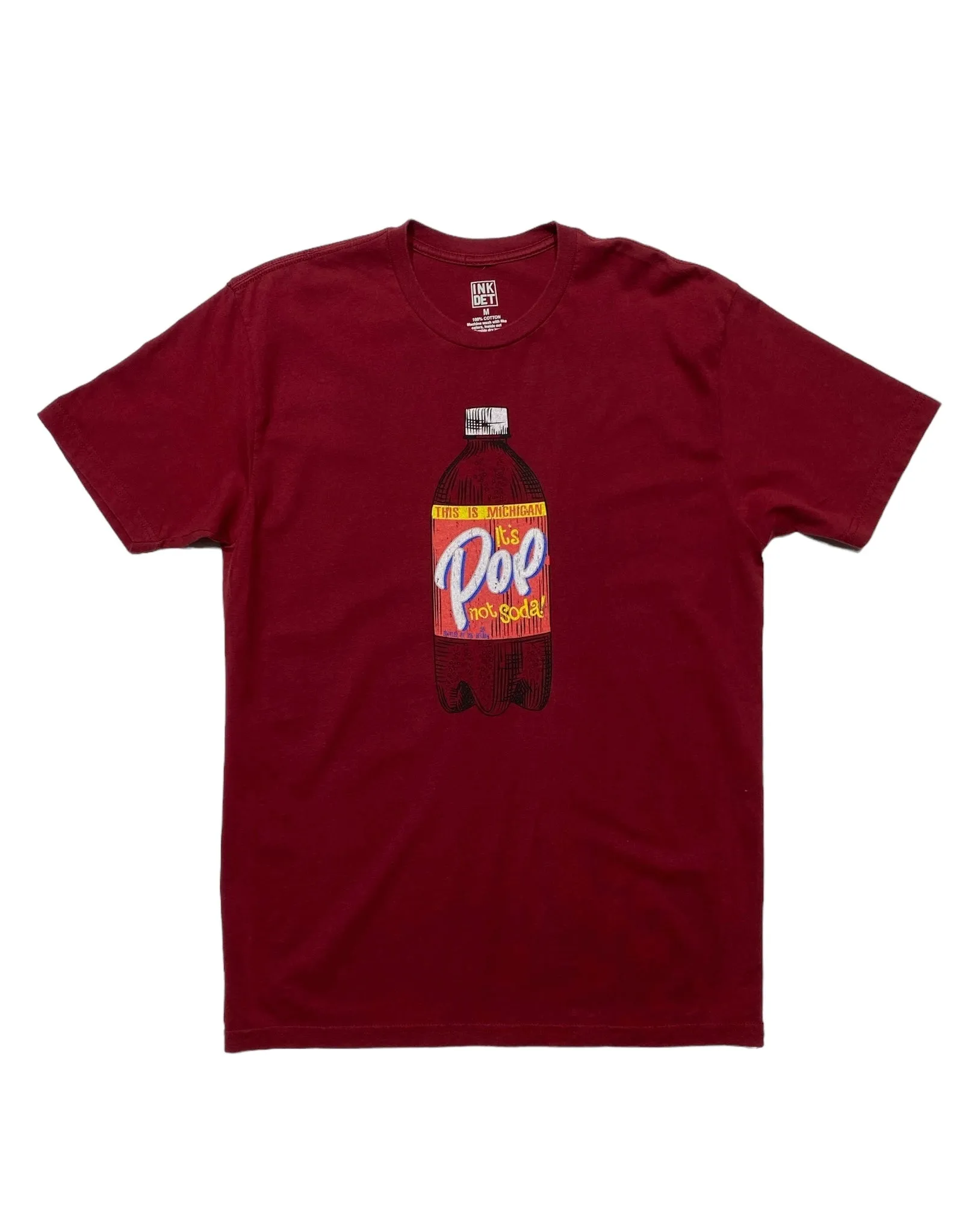 Ink Detroit- Vintage Pop not Soda T-Shirt - Soft Wash Cardinal Everyday Comfort Comfy Flex