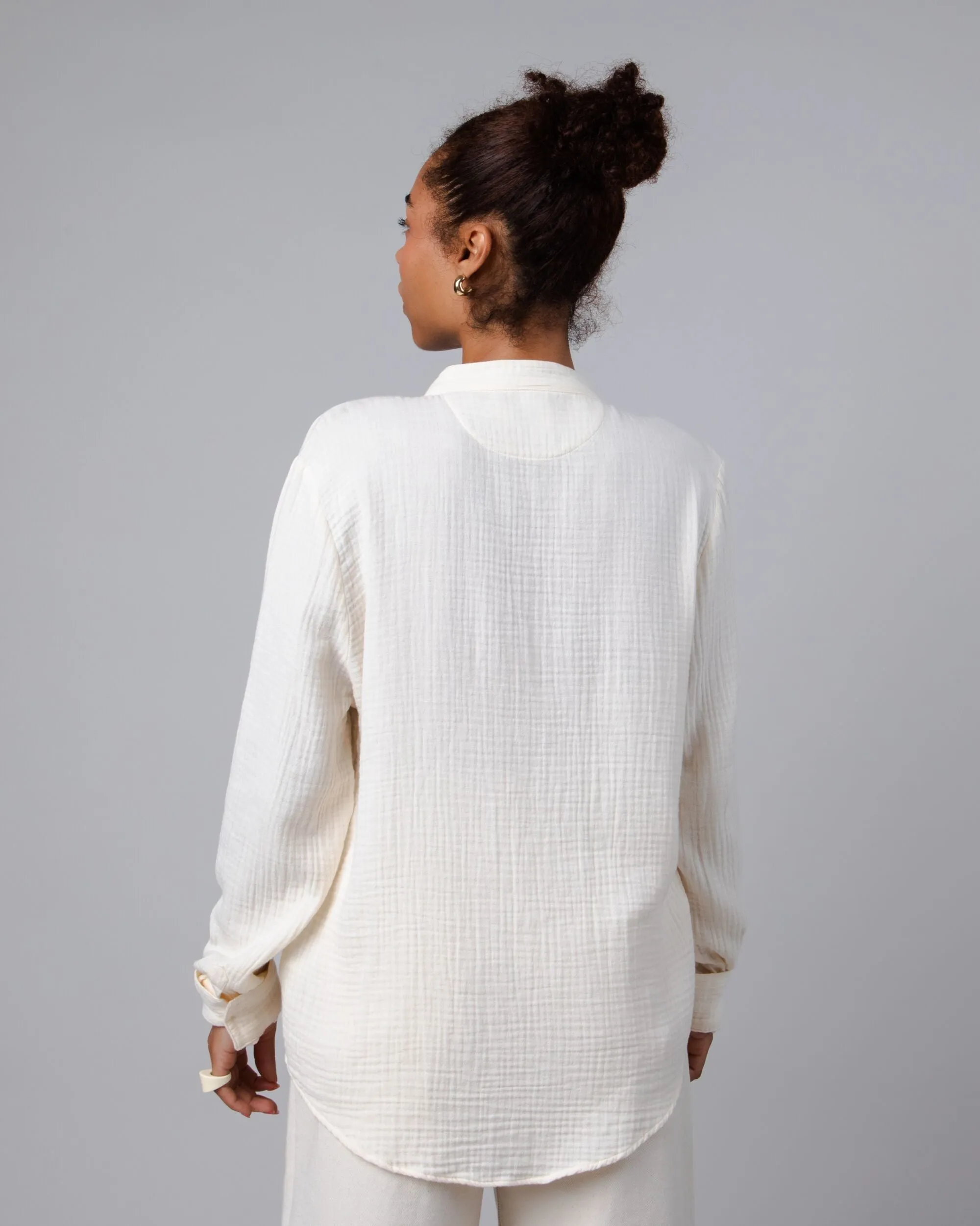 Bubble Mao Blouse Ecru Summer Wardrobe Glossy Look