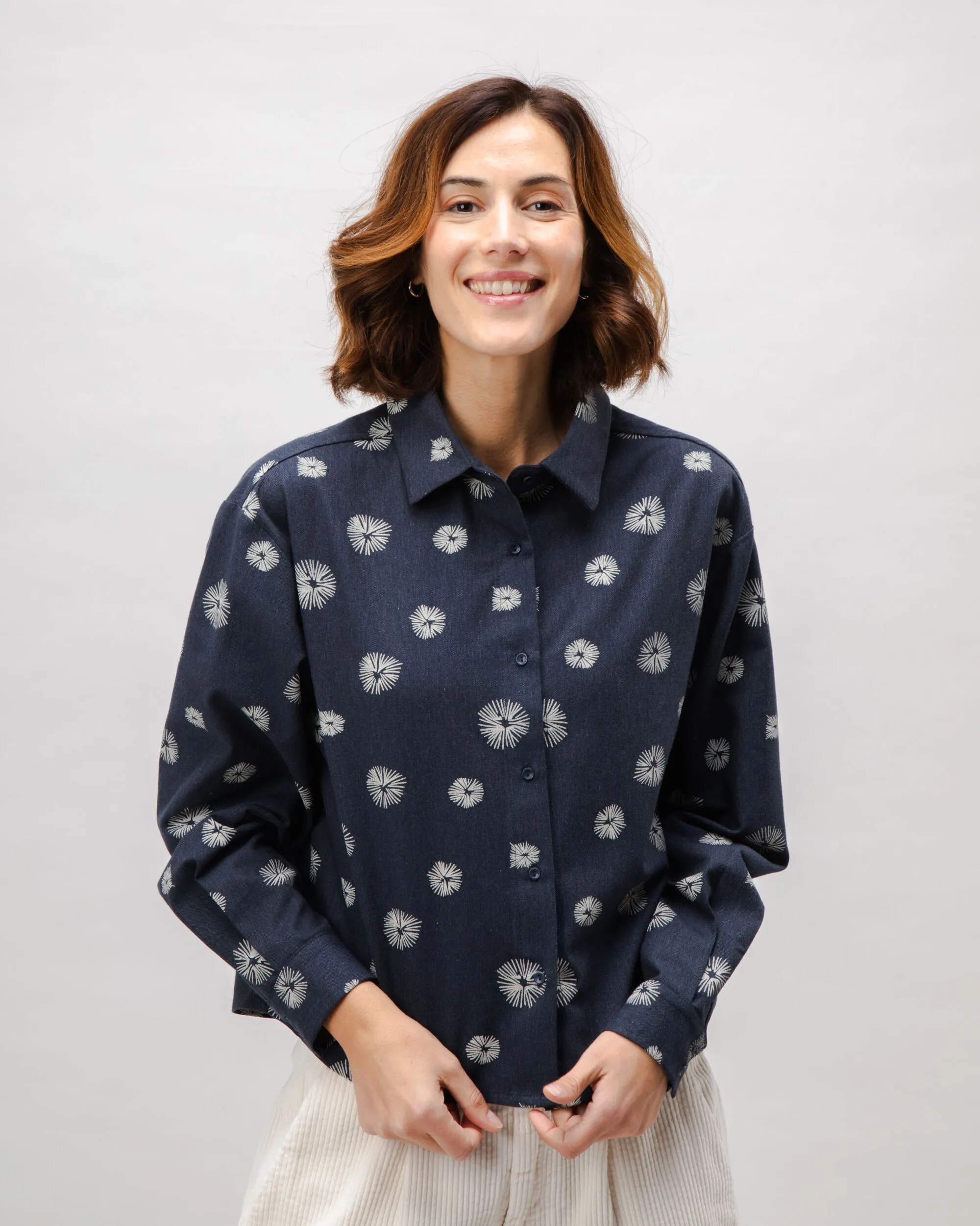 Seasonal Comfort Urchin Boxy Flannel Blouse Navy