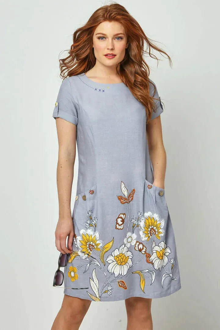 Petite friendly Day Ready Look Floral Border Dress