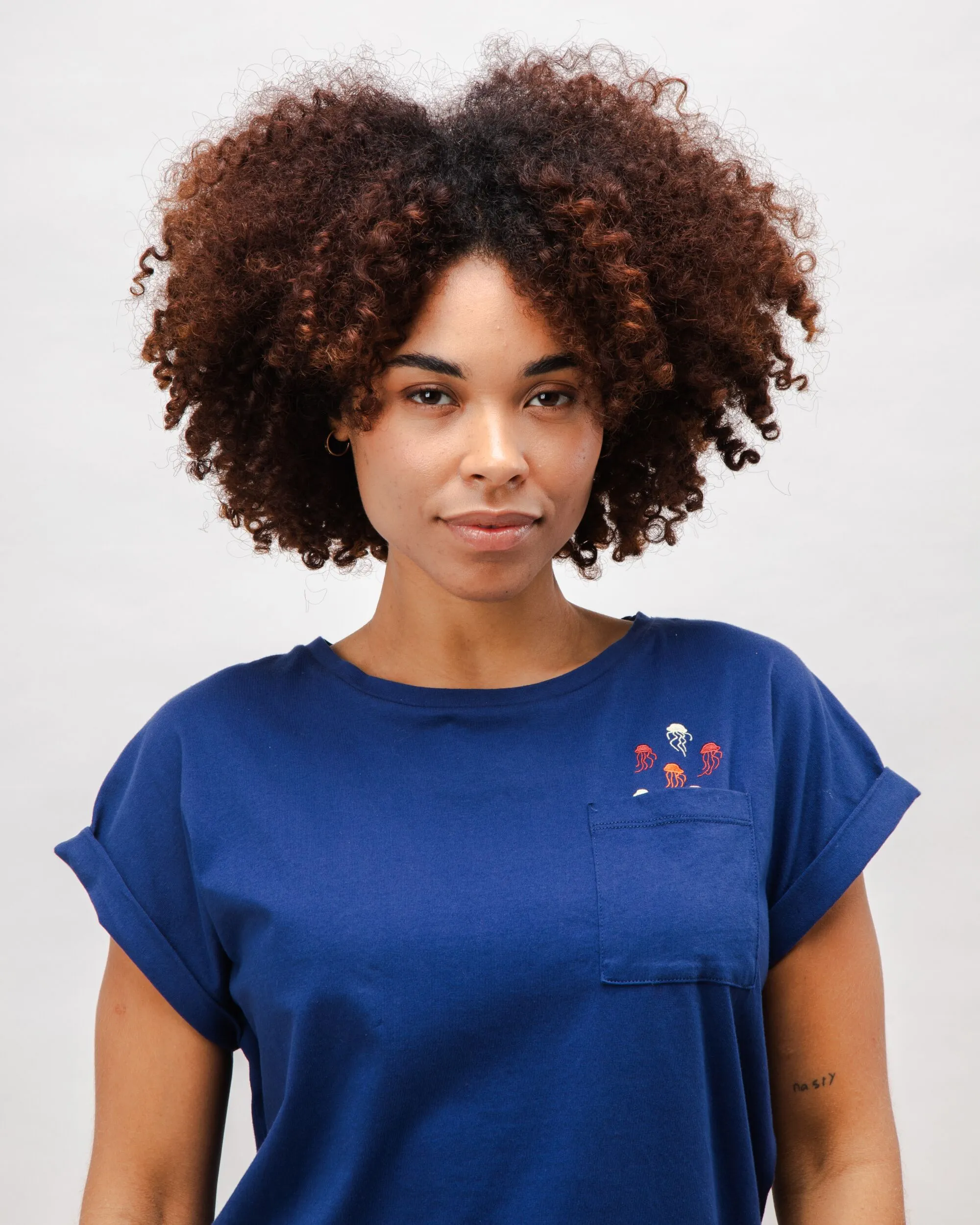 Jellyfish Scoop Cotton Tee Navy NonIronTechnology