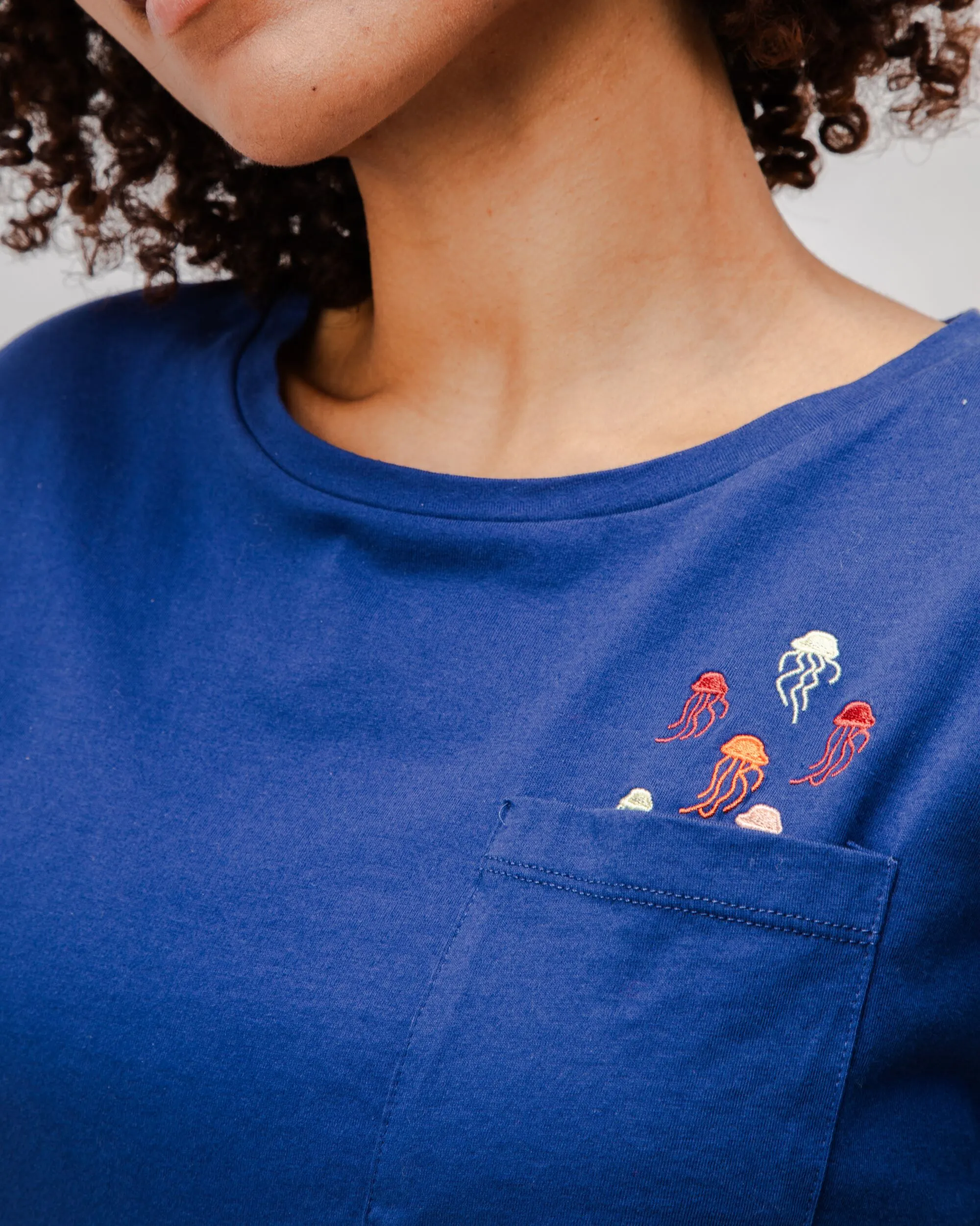Rayon blend Jellyfish Scoop Cotton Tee Navy
