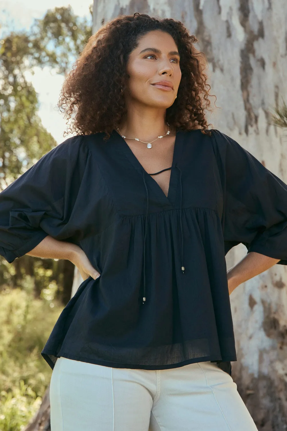 Sporty Flex Cairo Boho Blouse in Black