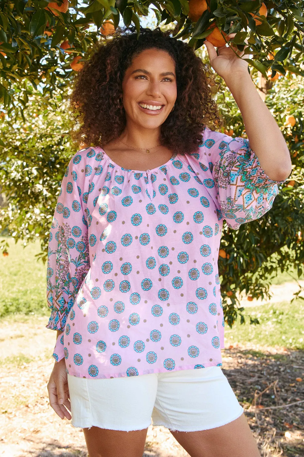 Longline Hemline Sara Blouse in Shalimar