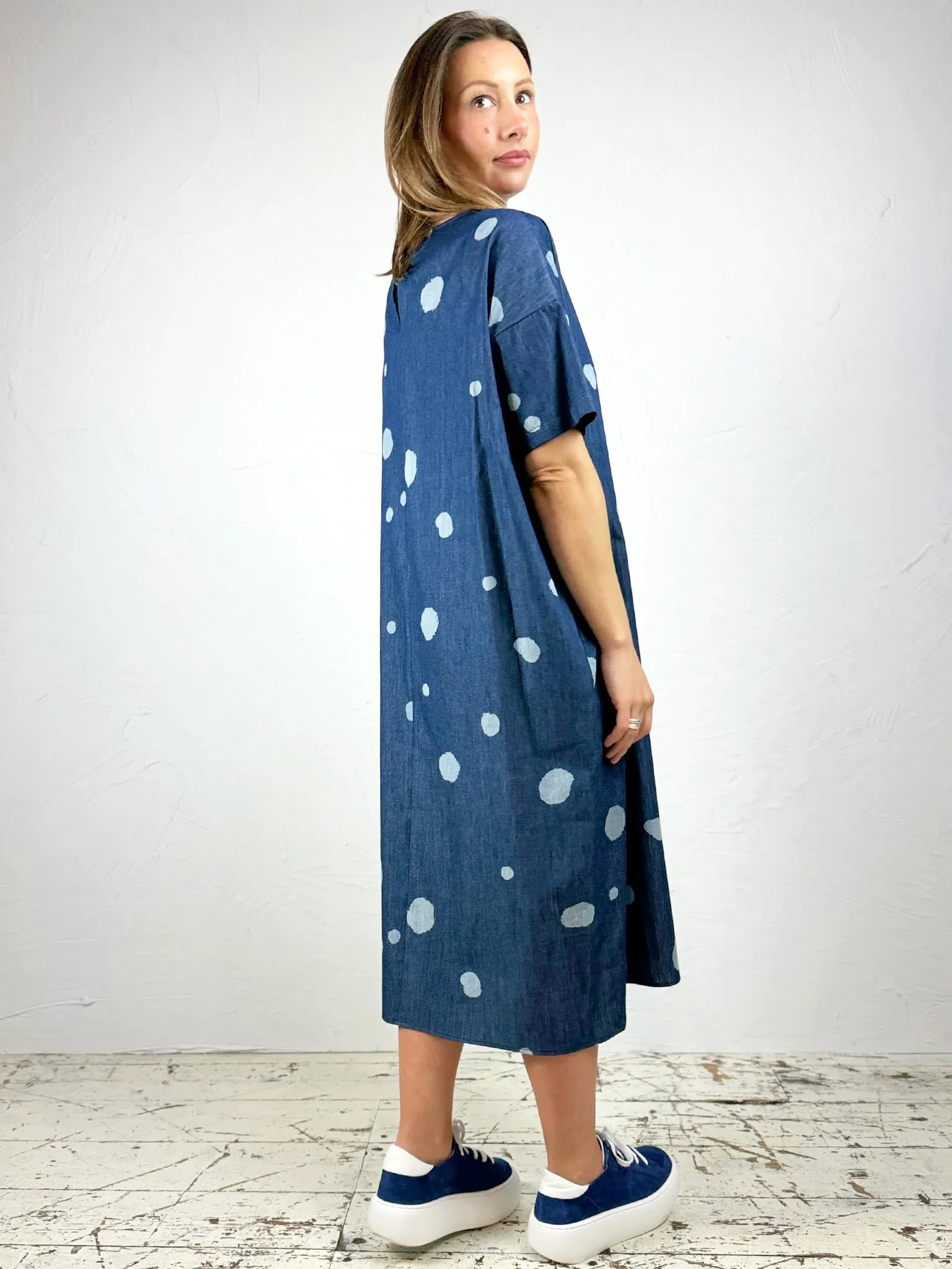 Summer Friendly Spotty Chambray Tunic Dress