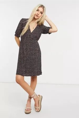 Wrap Glow Spotty V Neck Dress
