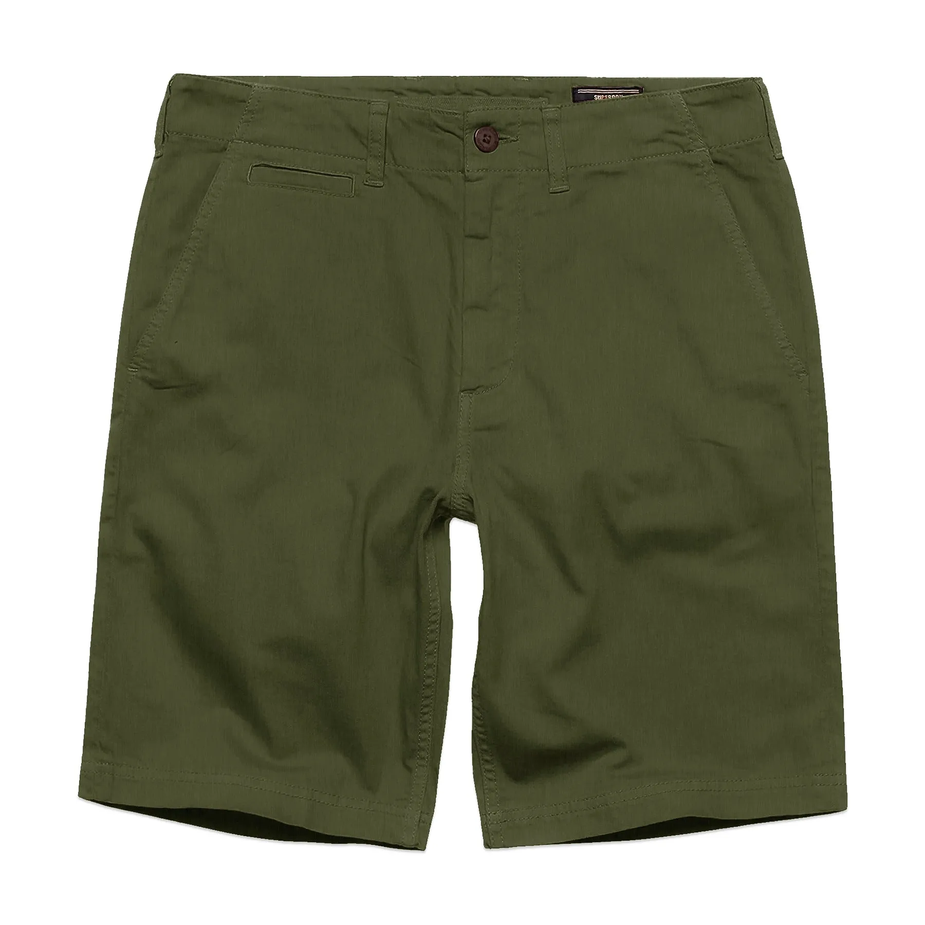 Superdry Vintage Officer Chino Shorts - Olive Khaki Beach Ready