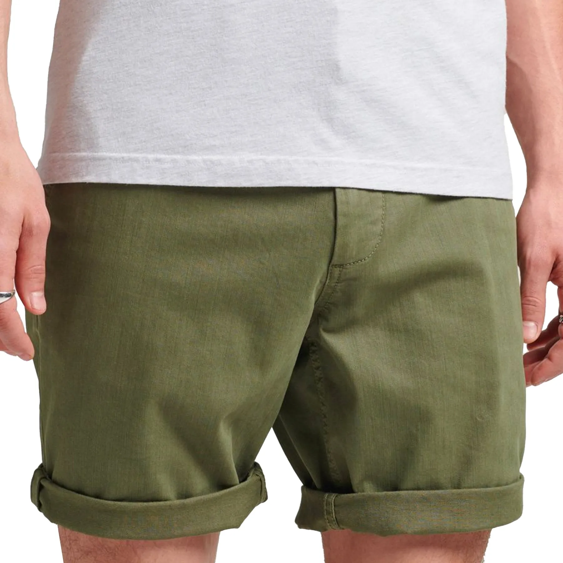 Sustainable Manufacturing Motion Support Superdry Vintage Officer Chino Shorts - Olive Khaki