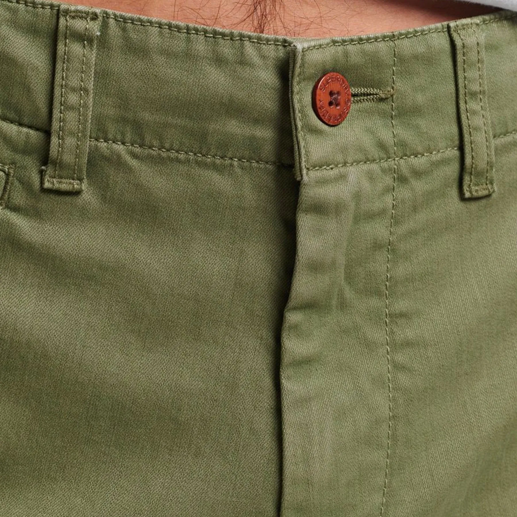 Stretchable Waist Superdry Vintage Officer Chino Shorts - Olive Khaki